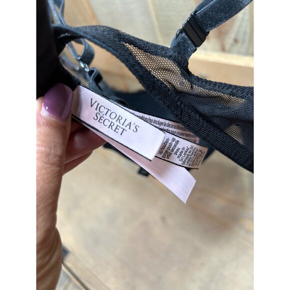 NWT Victorias Secret Black Lace T-Shirt Push-Up Bra 32B - Picture 5 of 7